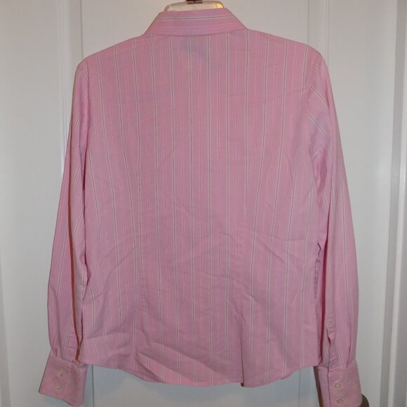 Vintage LILLY PULITZER White Label Pink Buttondown Shirt Striped Stretch Sz 10 - Picture 4 of 7
